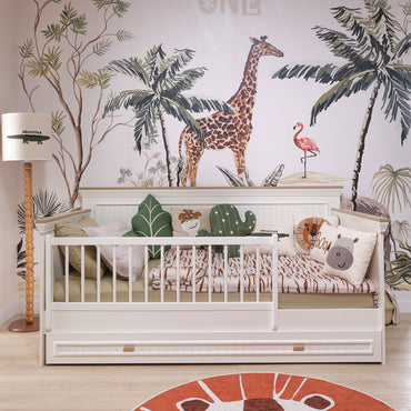 MATHEO Pat copii, 90x200cm, somieră, sertar și grilaj protecție incluse