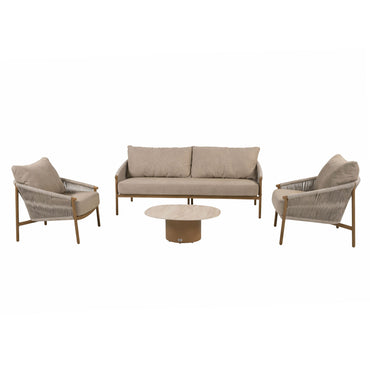 MILOS Set mobilier terasă/grădină, 2 fotolii, canapea și măsuță