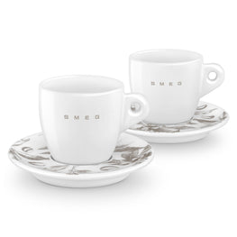SMEG Set 2 cești și farfurioare cappuccino, porțelan, 220ml