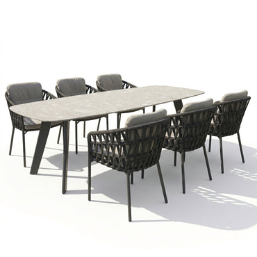 ALBARETO Set mobilier terasă/grădină, 6 scaune și masă