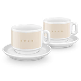 SMEG Set 2 cești și farfurioare cappuccino, porțelan, 220ml