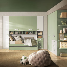 JOLIE Pont 6 uși, 3 sertare, pat 80x190cm, sertar și somiere incluse