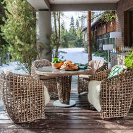 DINASTY Set mobilier terasă/grădină, 4 fotolii și masă