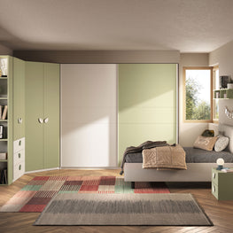 JOLIE Pont 6 uși, 3 sertare, pat 80x190cm, sertar și somiere incluse