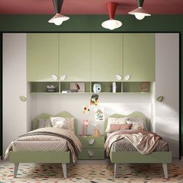 JOLIE Pont 6 uși, 3 sertare, 2 paturi 80x190cm, sertar și somiere incluse