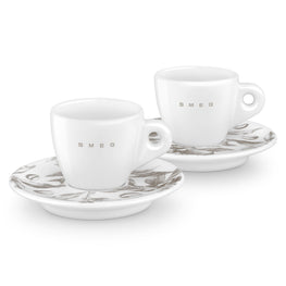 SMEG Set 2 cești și farfurioare espresso, porțelan, 80ml