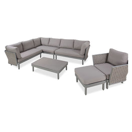 CALOOCAN Set mobilier terasă/grădină, colțar, fotoliu, taburet și măsuță