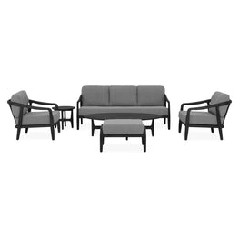 RIVERDALE Set mobilier terasă/grădină, 2 fotolii, canapea, taburet și 2 măsuțe