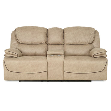 JAMISON Canapea 2 locuri, consolă și 2 reclinere manuale, stofă