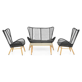 BODEH Set mobilier terasă/grădină, 2 fotolii, canapea și măsuță