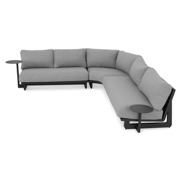 DOVANO Set mobilier terasă/grădină, 1 element colț, canapea 2 locuri și 2 măsuțe