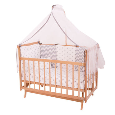 LITTLE ONE Pat bebe, 60x120cm, saltea, așternut și baldachin incluse