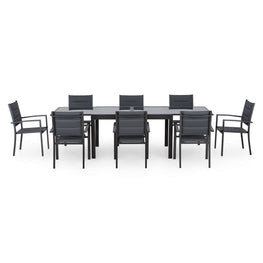 LUCCA Set mobilier terasă/grădină, 8 scaune și masă extensibilă