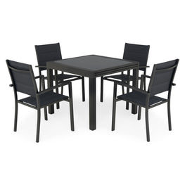 LUCCA Set mobilier terasă/grădină, 4 scaune și masă extensibilă