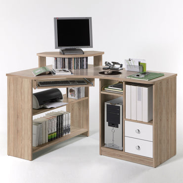 PATRICK Birou colț copii, 2 sertare, poliță culisantă