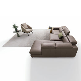 MESSY Ansamblu colțar, șezlong stânga/dreapta, mecanism șezut și tetiere, piele