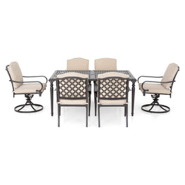 LAUREL Set mobilier terasă/grădină, 4 scaune, 2 balansoare/rotative și masă