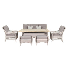 BARBUDA Set mobilier terasă/grădină, 2 fotolii, 2 taburete, canapea și masă