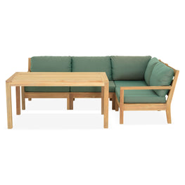 FRAME Set mobilier terasă/grădină, fotoliu, element colț, element central, canapea 2 locuri și masă