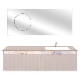 CHLOE Set mobilier baie, mască lavoar, top, lavoar și oglindă LED