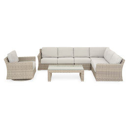 FLORIDA Set mobilier terasă/grădină, fotoliu rotativ, colțar și măsuță