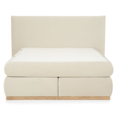 LEIRVIK Pat tapițat, 160x200cm, LED și saltea incluse