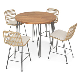 CHARLOTTE Set mobilier terasă/grădină, 4 scaune și masă bar