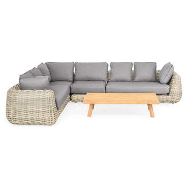 CANCUN Set mobilier terasă/grădină, 2 canapele, element colț, element central și măsuță cafea