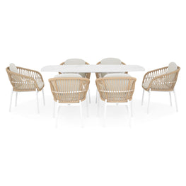 BARI Set mobilier terasă/grădină, 6 scaune și masă