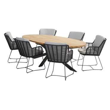 PRADO/FABRICE Set mobilier terasă/grădină, 6 scaune și masă