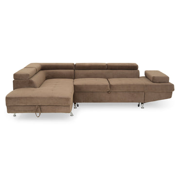 GIANNA Colțar extensibil șezlong stânga/dreapta, ladă depozitare inclusă, stofă