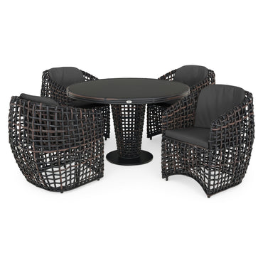 DINASTY Set mobilier terasă/grădină, 4 fotolii și masă rotundă