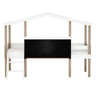 TREE HOUSE Pat înalt cu scară 90x200cm, somieră inclusă