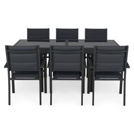 LUCCA Set mobilier terasă/grădină, 6 scaune și masă extensibilă