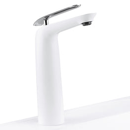 Baterie lavoar inalta, cromat/alb EVA