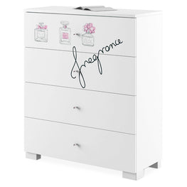 Comoda inalta, 4 sertare, MDF si PAL FANCY PINK