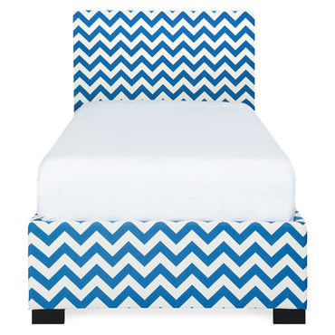 Pat tapitat, 89x198cm, somiera inclusa FANCY ZIG-ZAG BLU