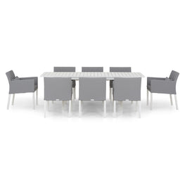 AUGUSTA Set mobilier terasă/grădină, 8 fotolii dining și masă extensibilă