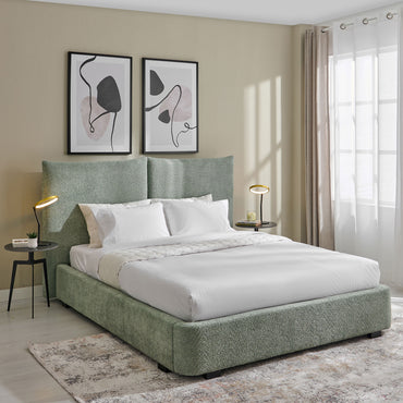 LAMPANG Pat tapițat, 160x200cm, somieră rabatabilă și ladă depozitare incluse