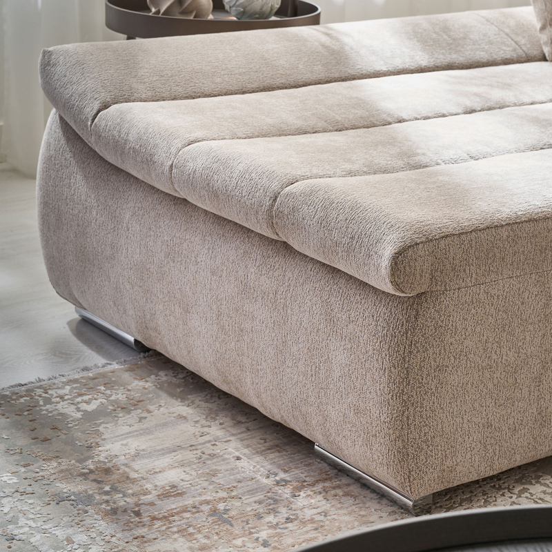 DIAZ Colțar extensibil, șezlong stânga/dreapta, ladă depozitare inclusă, stofă