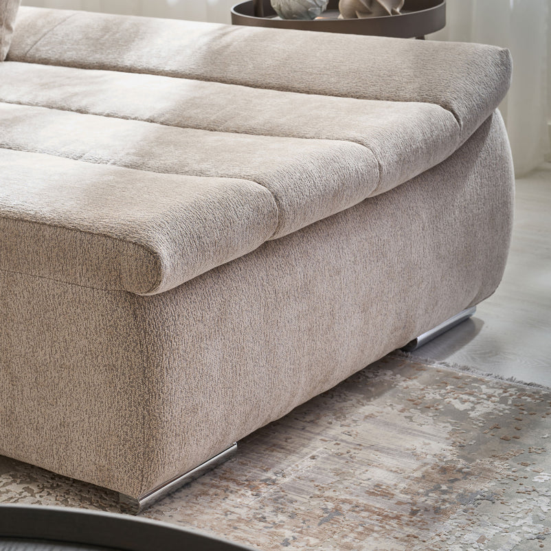 DIAZ Colțar extensibil, șezlong stânga/dreapta, ladă depozitare inclusă, stofă