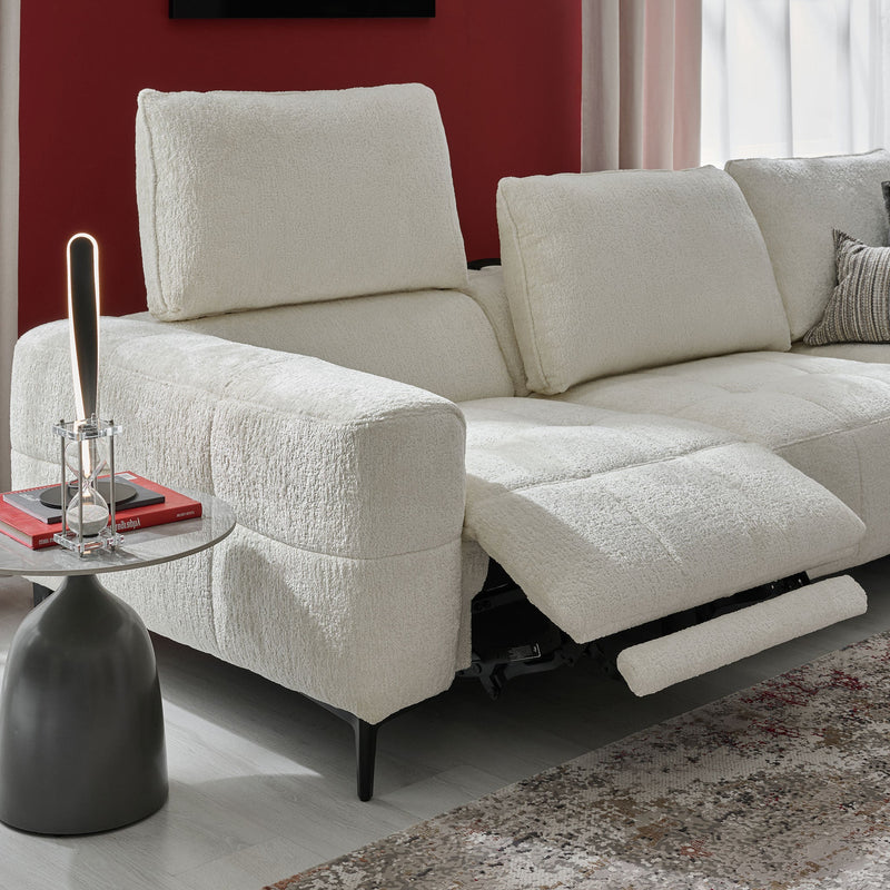 KARSTON Colțar cu șezlong stânga/dreapta, recliner electric, stofă