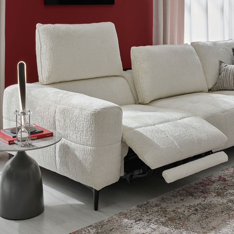 KARSTON Colțar cu șezlong stânga/dreapta, recliner electric, stofă