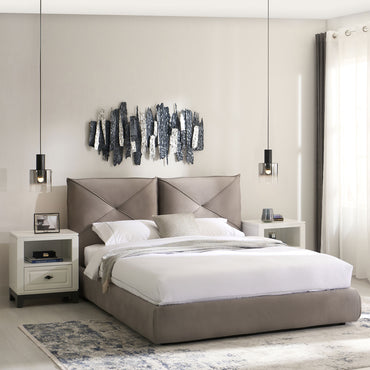 MAILAND Pat tapițat, 160x200cm, somieră rabatabilă și ladă depozitare incluse