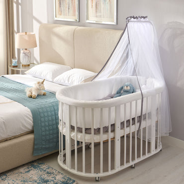 FAIRYTALE Pat bebe, 70x125cm, saltea, așternut și baldachin incluse