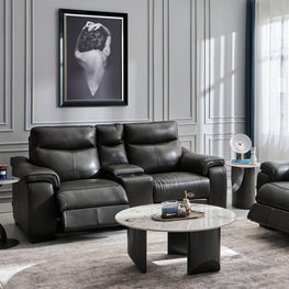 CONWAY Canapea 2 locuri, 2 reclinere electrice, wireless charger, mecanism tetieră electrică, consolă depozitare, suport pahar hot/cold, piele