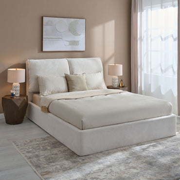 MAYVILLE Pat tapițat, 160x200cm, somieră rabatabilă și ladă depozitare incluse