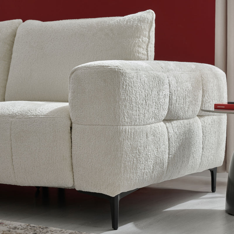 KARSTON Colțar cu șezlong stânga/dreapta, recliner electric, stofă