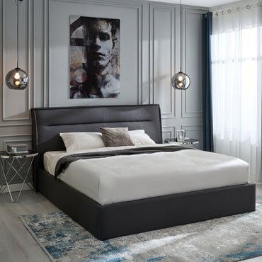 CORTLAND Pat tapițat, 180x200cm, somieră rabatabilă și ladă depozitare incluse