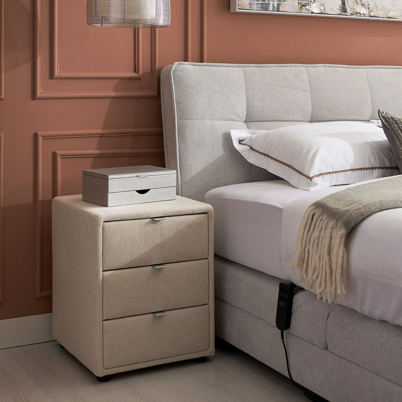 THANI Pat tapițat, 180x200cm, electric, boxspring, spațiu depozitare, saltea, spațiu TV incluse